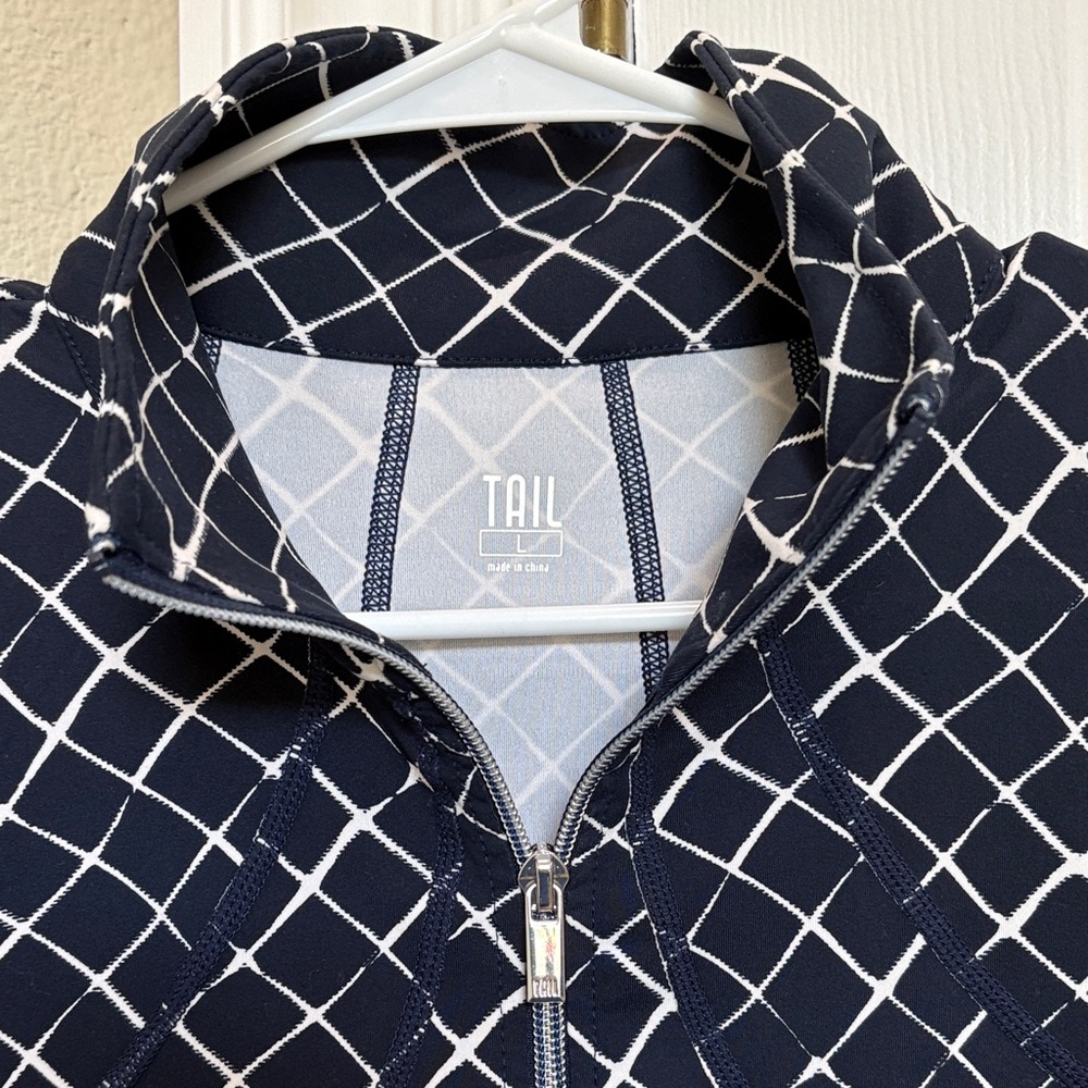 Tail Navy and White Grid Zip light weight jacket.